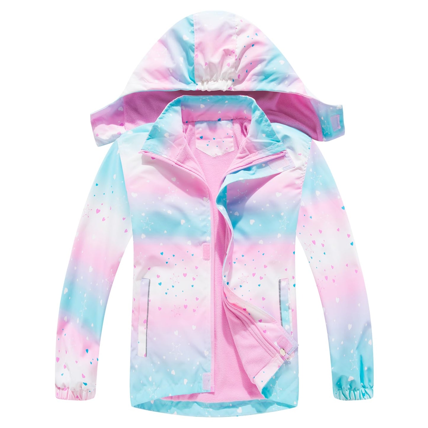SXSHUN Children's Girls' Softshell Jacket with Fleece Lining Transition Jacket Print Hiking Jacket Outdoor Jacket Warm Windproof Breathable Spring Autumn