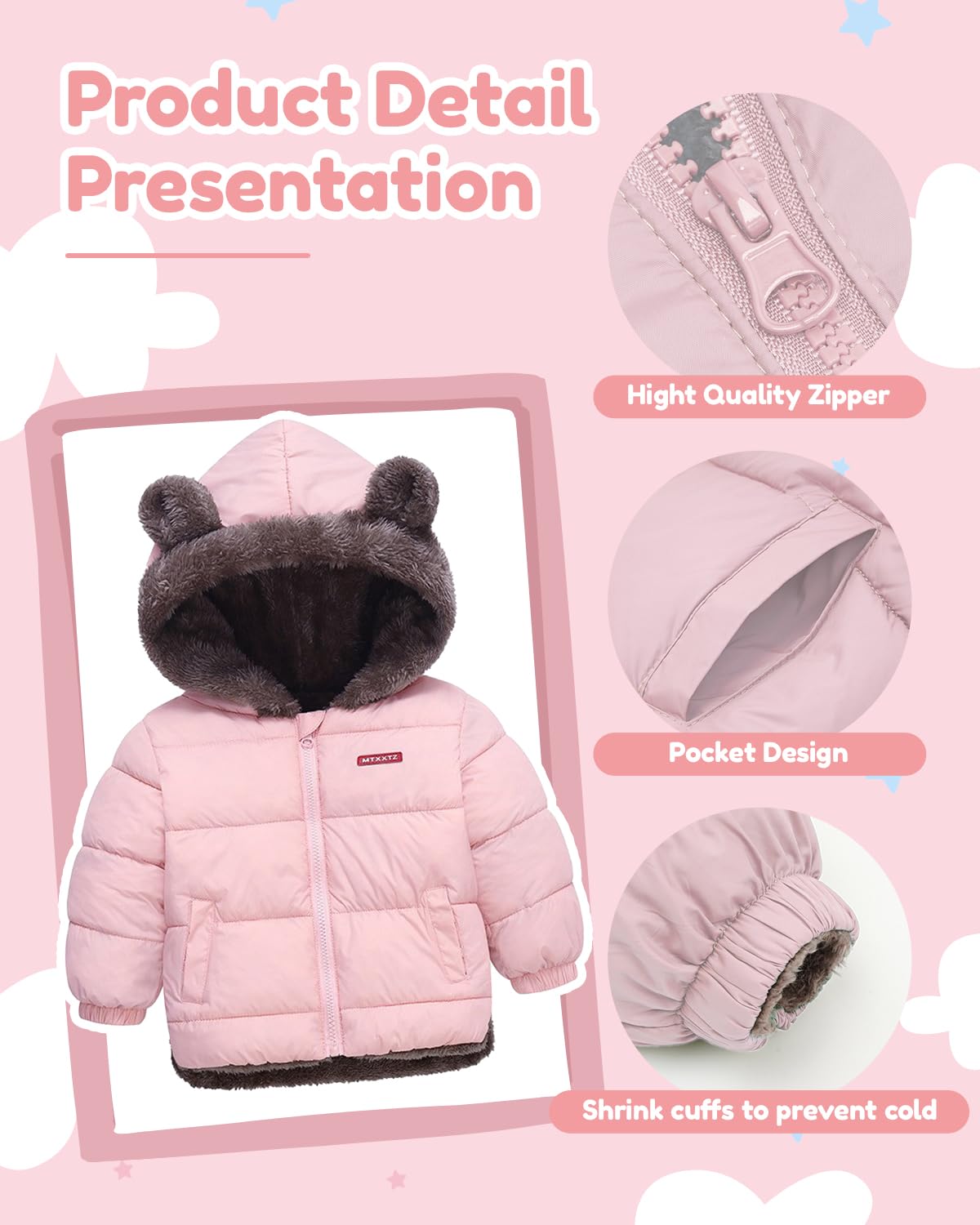 Baby Winter Fleece Coat Kids Boys Jacket Outwear Girls Padded Clothing