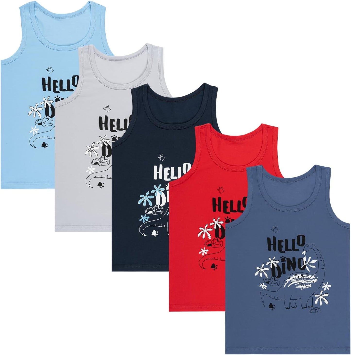 LOREZA ® 5 Pack Jungen Unterhemden aus Baumwolle Tank Top Unterwäsche Knaben