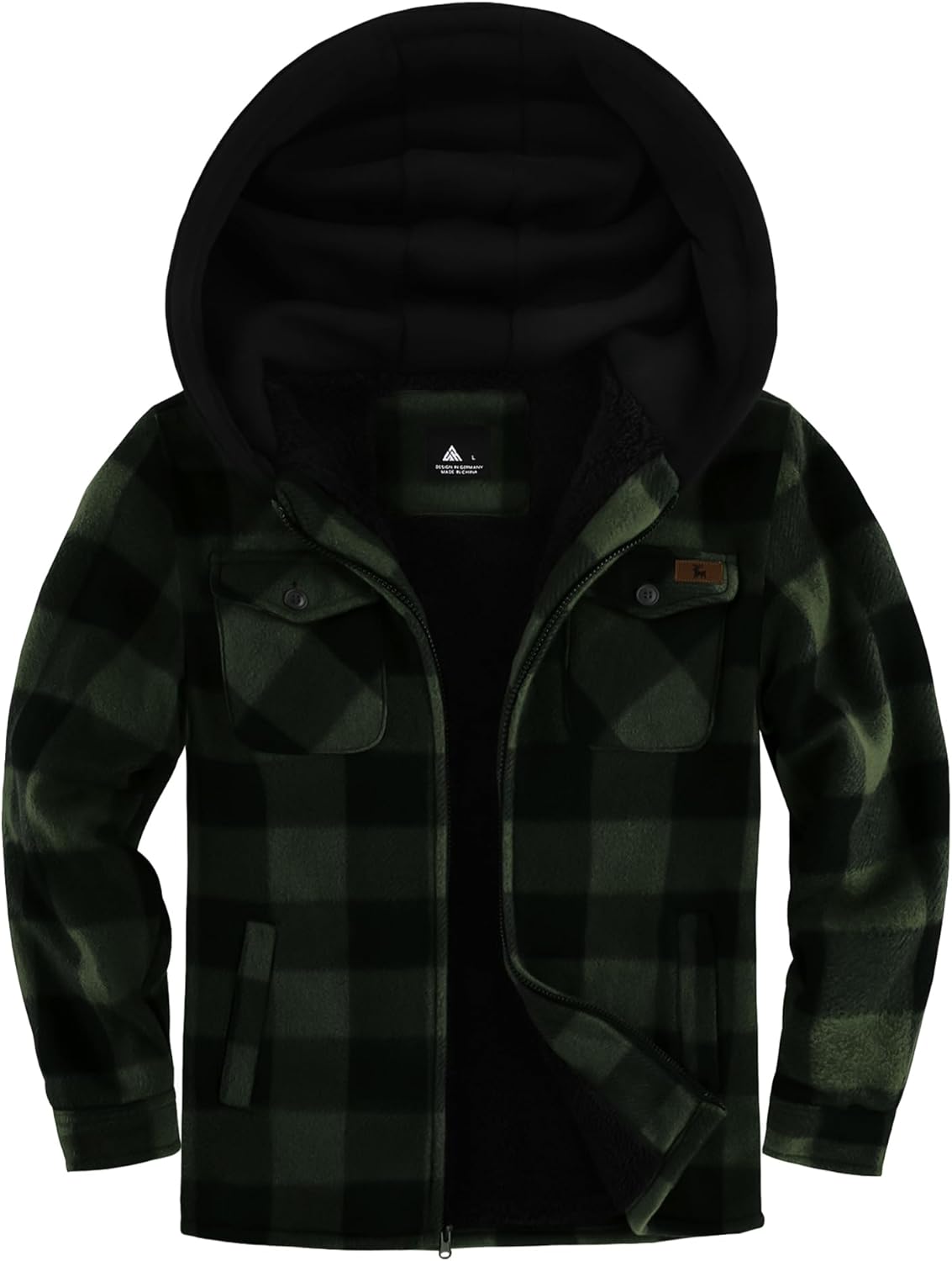 zitysport Shirt Jacket Boys Thick Hoodie Checked Jacket Children with Zip Warm Flannel Jacket Boys Sweat Jacket Outdoor Fleece Jacket Winter Jackets for Boys with Chest Pocket