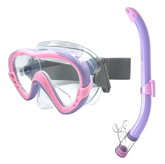 EasyDive Snorkel Set Children's Snorkel Mask with Elastic Band Anti-Fog Diving Mask Diving Mask Dry Silicone Material Snorkelling Set for Boys Girls