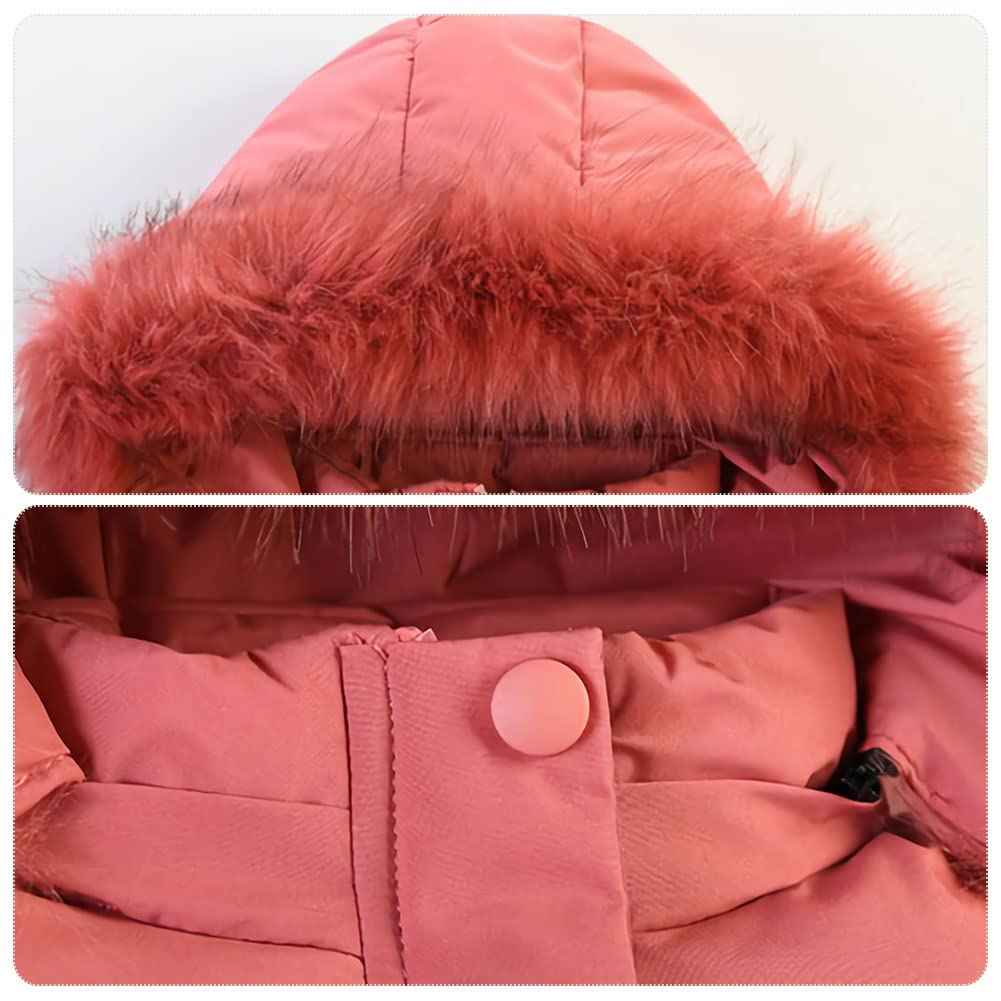 Amur Leopard Kinder Winterjacke Mädchen Wintermantel mit Kapuze Warm Winter Jacke Steppjacke Kinderjacke