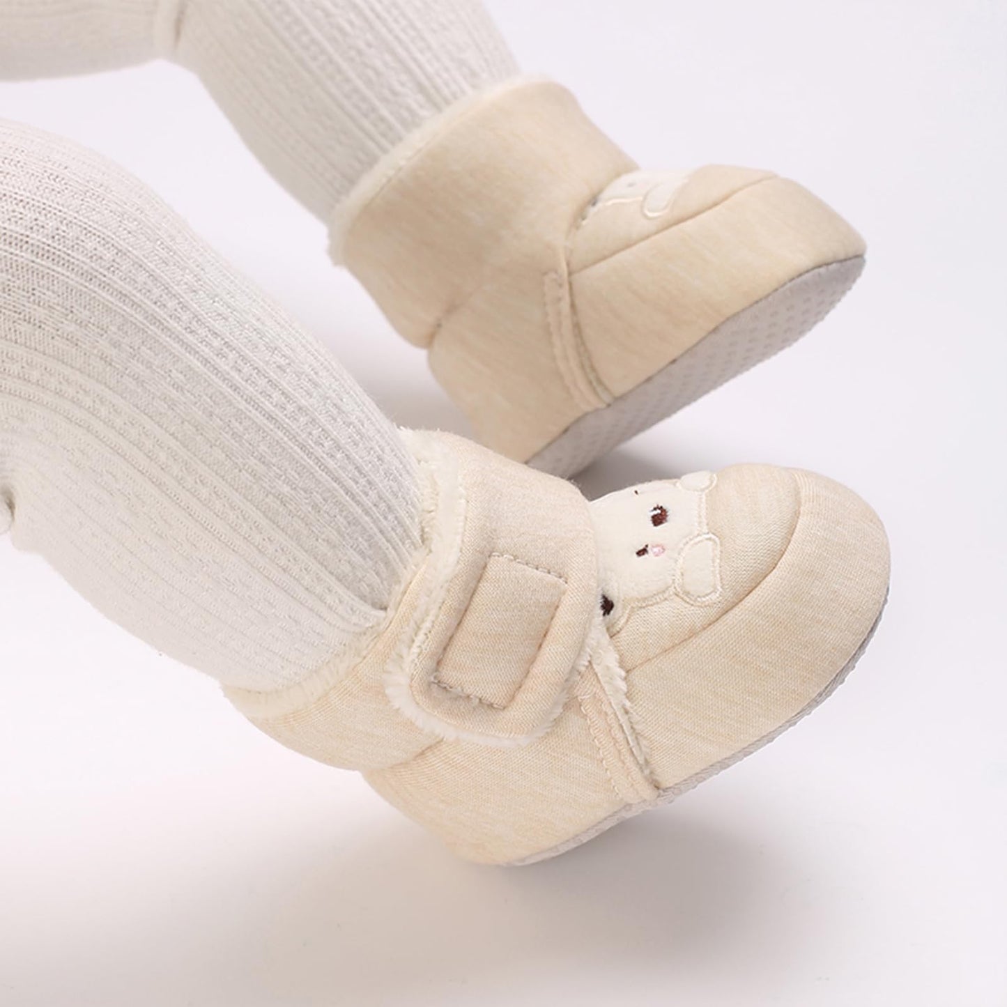 Tolaler Baby Newborn Fleece Booties Unisex, Thickened Lining, Warm Baby Winter Shoes, Adjustable Non-Slip with Soft Sole, Baby Booties/Everyday Wear (0–18 Months)