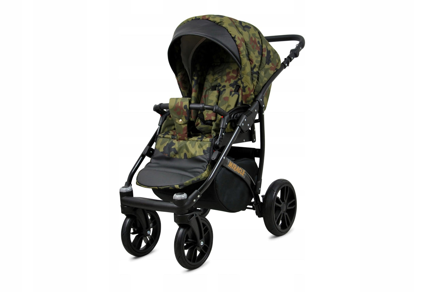 BabyLux Miracle 2-in-1 Baby Pushchair Deep and Pushchair with Accessories Adjustable and Foldable Aluminium Construction Waterproof Non-Removable Wheels Gold Leaf
