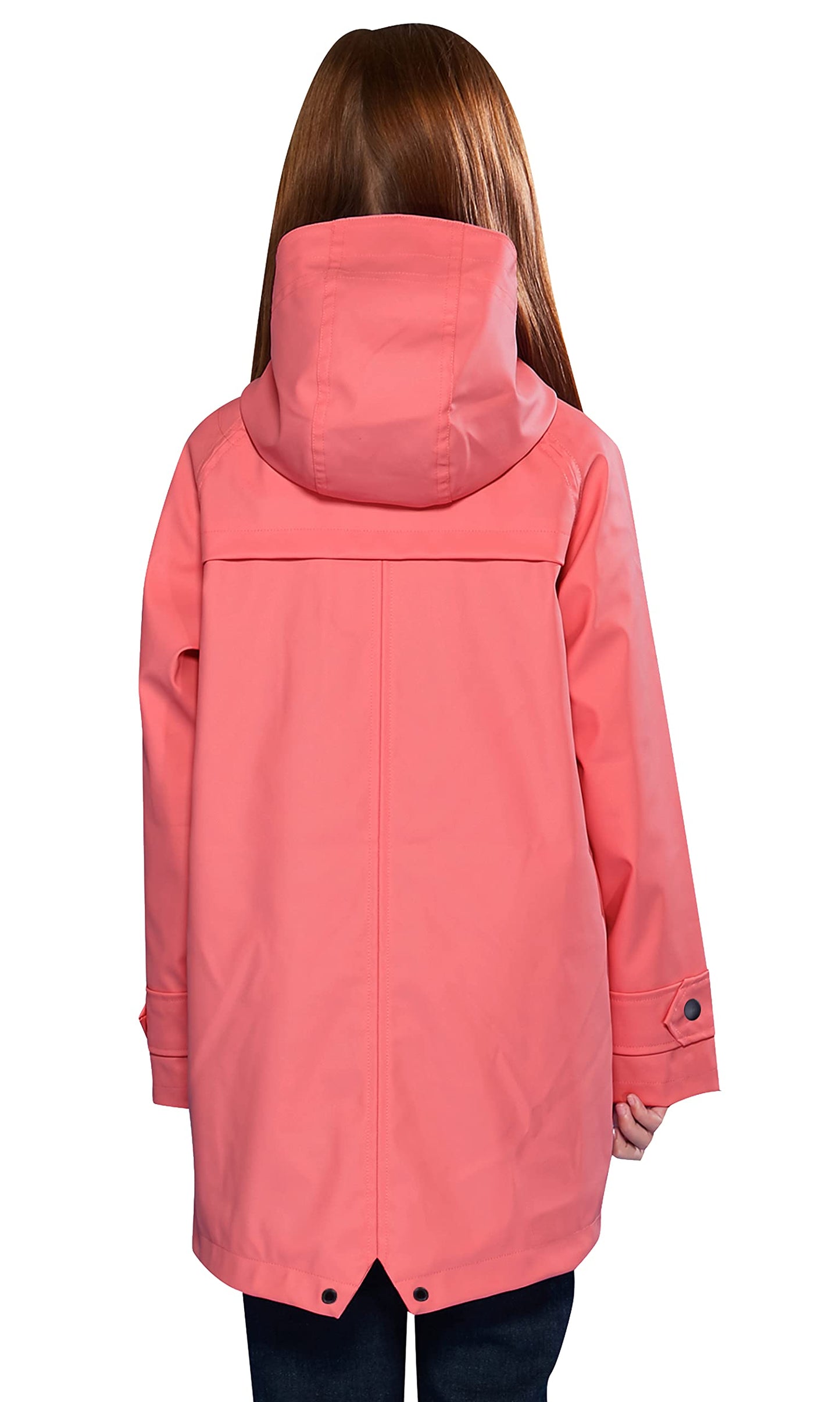 SOLOCOTE Kinder Regenjacke mit Kapuze gefüttert Gummi Regenmäntel für Mädchen Jungen Wasserdicht Winddicht Größe