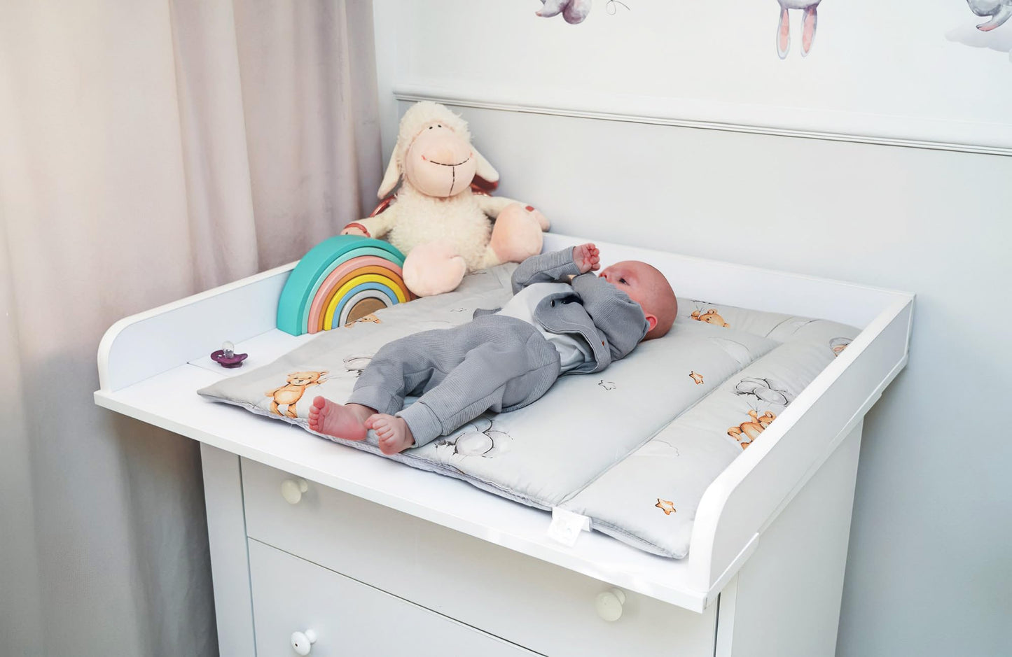 Wickelauflage Wickelunterlage aus Baumwolle 75x72 cm - Weich und waschbar Wickelunterlage fĂźr Babys Wickelmatte aus Stoff fĂźr Wickeltisch Wickelkommode oder Waschmaschine 75 x 72 Wilde Rose