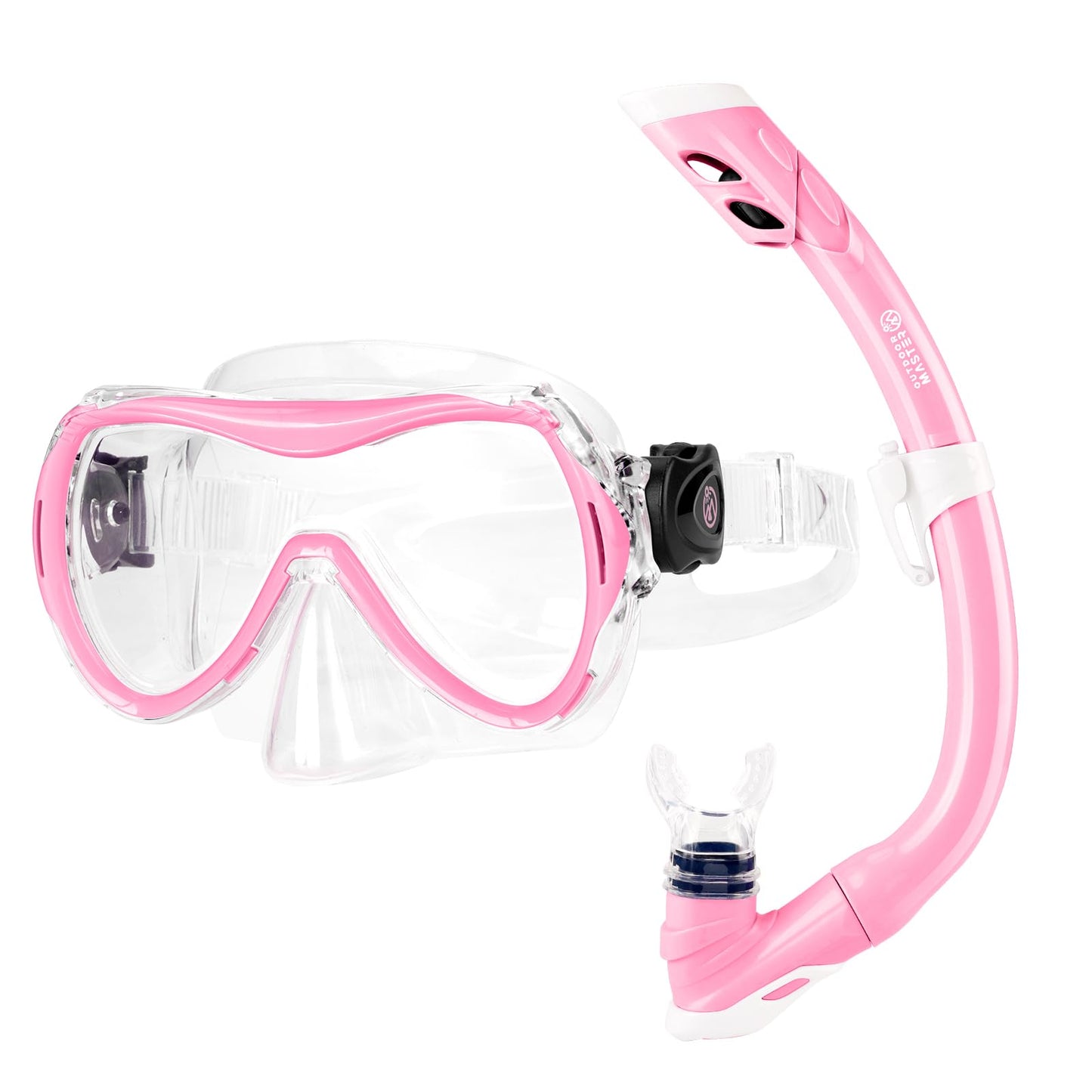OutdoorMaster Marlin Children's Snorkel Set, Adjustable Strap, Dry Top Diving Mask, Anti-Fog Snorkel Mask, Children's Swimming Goggles for Boys and Girls, Age 4-14