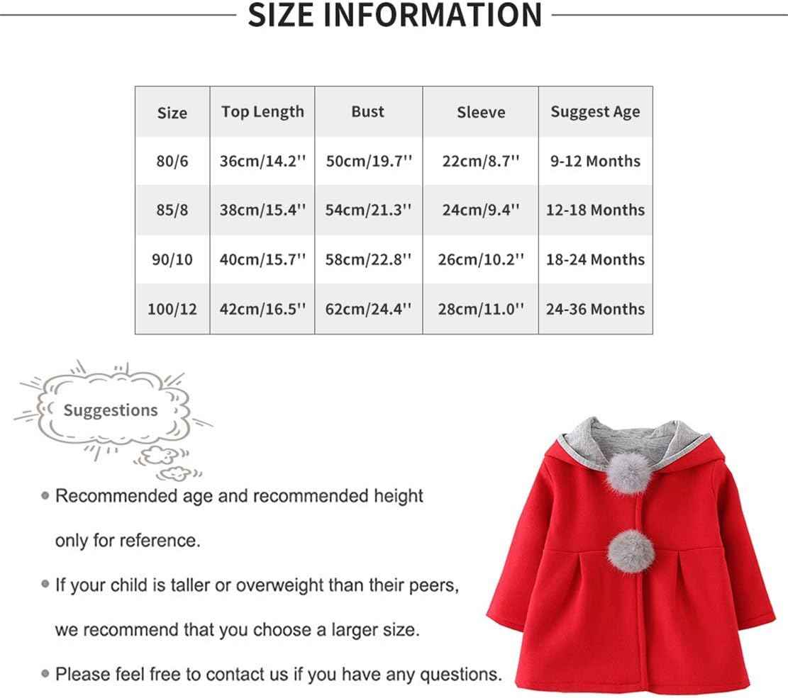 EDOTON Baby Girls' Cotton Coats Spring Autumn Winter Jackets with Hair Balls Rabbit Ear Toddler Warm Clothing