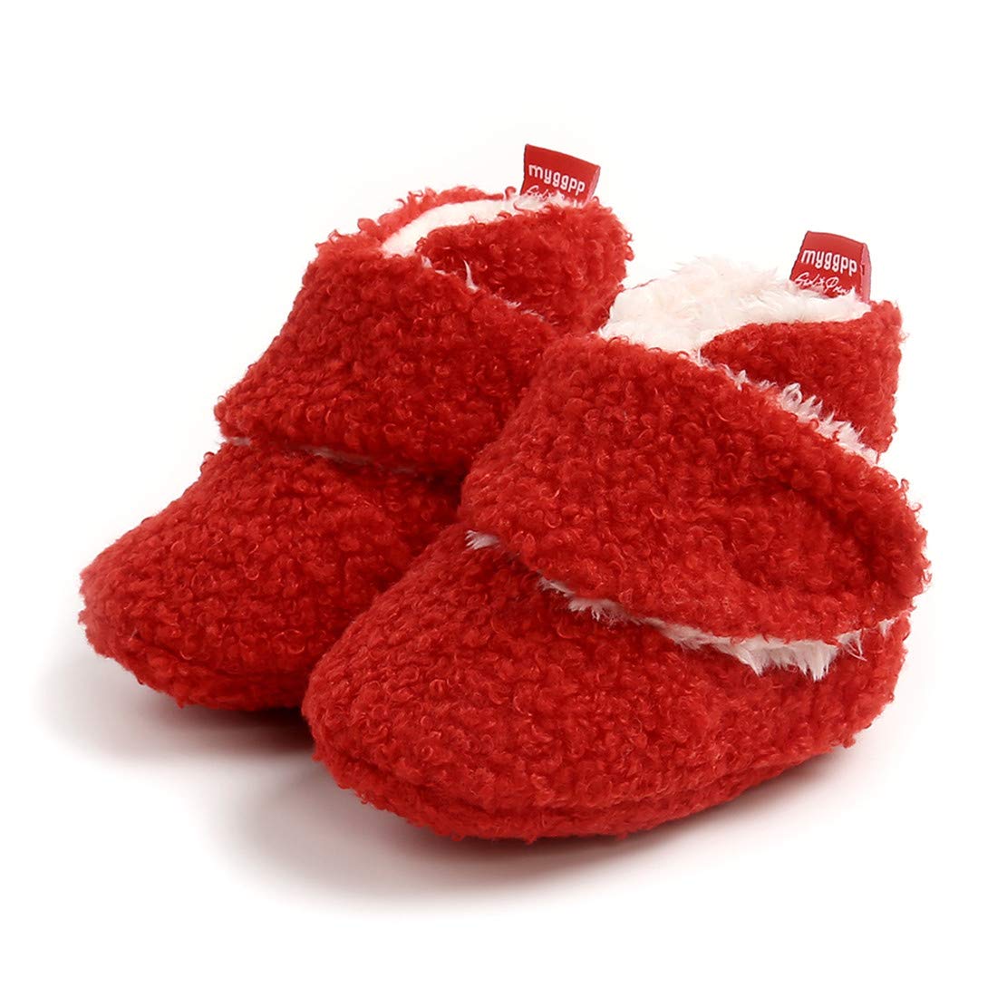 Edoton Infant Boys Girls Warm Slippers Winter White Cute Soft Cotton Unisex Non-Slip Baby Shoes for Christmas First Birthday Gift.