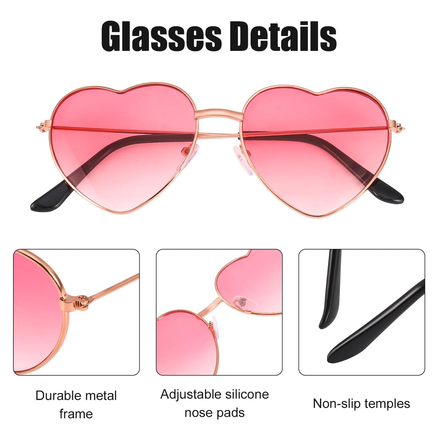 ALTcompluser 2 Pack Herz Sonnenbrille, Weinsamkeit Hippie Gläser, Retro Kostüm Brille für Kinder Herren Damen 60er 70er 80er 90er Party Hippie Chic, Kleid Accessoires