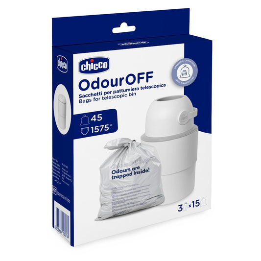 Chicco Windeleimer Odour Off, geruchsdichtes System, platzsparender Baby Windeleimer mit Deckel, einfach zu benutzen und zu reinigen, Ohne Nachfüllkassetten, funktioniert mit herkömmlichen Tüten