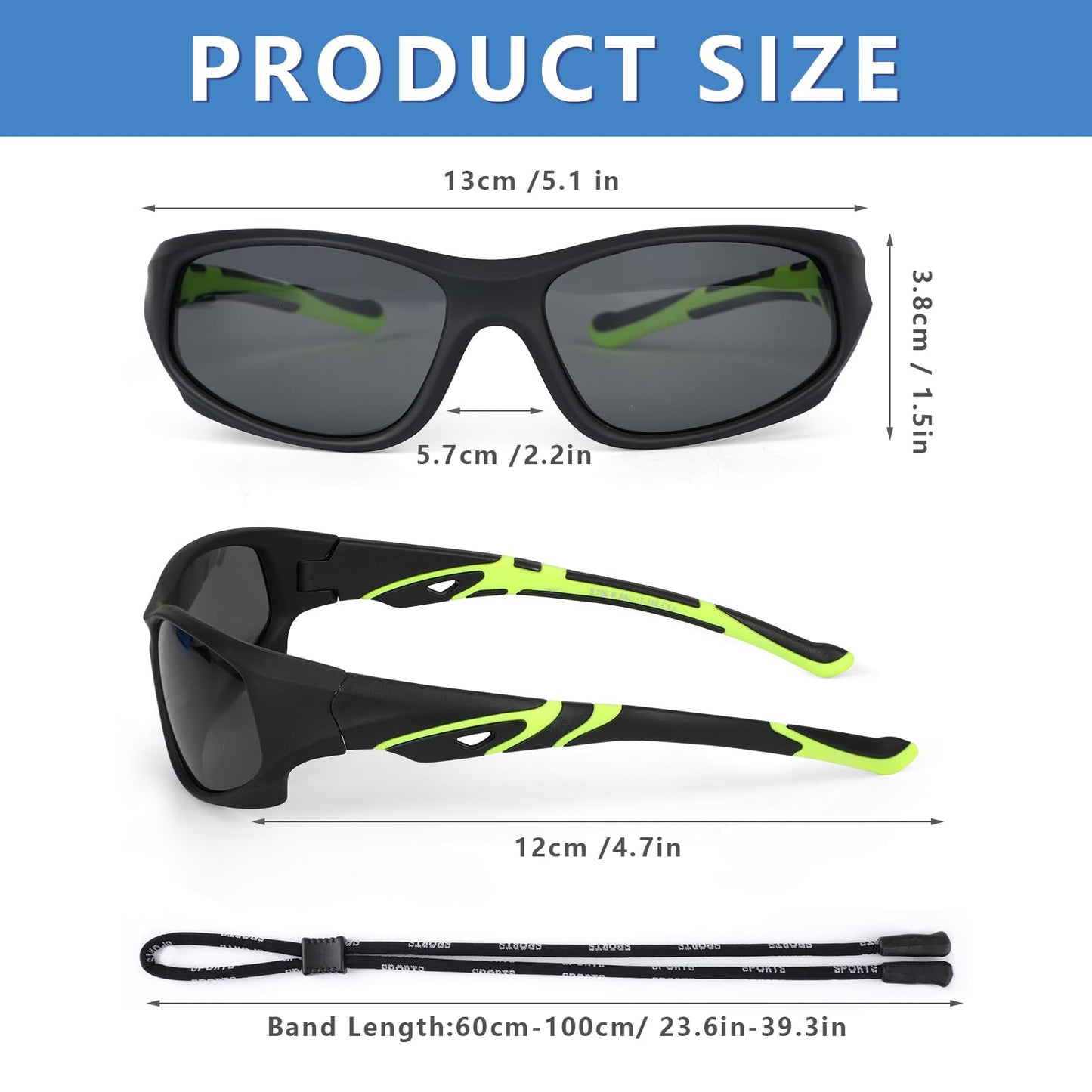 Hifot Sonnenbrille Kinder Polarisierte Sportbrille für Jungen und Mädchen UV400 Schutz gegen UltravioletteFahrradbrille Silikon Sonnenstrahlen Alter 3-12 Jahre