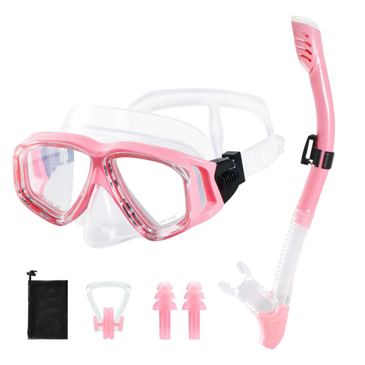 HIKOTEY Schnorchelset Erwachsene,Taucherbrille Schnorcheln Erwachsene Set mit Panorama-Weitblick Tauchmaske, Anti-Leck Schnorchelmaske für Schnorcheln, Schwimmen und Tauchen