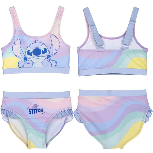 Stitch Bikini Mädchen – 2-teiliges Badeanzug-Set für Kinder mit Rüschen – Pastellfarben – Ideal für Strand & Pool – Badeanzug Stitch Design