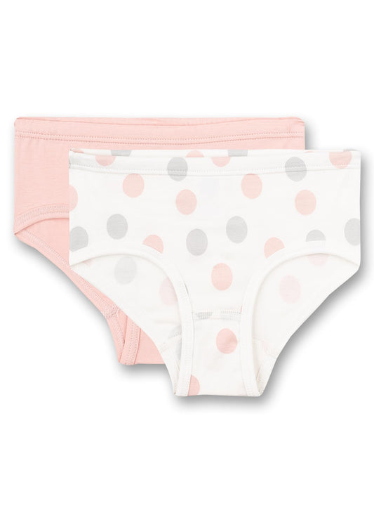 Sanetta Mädchen-Hüftslip (Doppelpack) Dots-Allover und Rosa | Hochwertige und nachhaltige Unterhose für Mädchen aus Baumwolle. Inhalt: 2er Set Unterwäsche für Mädchen