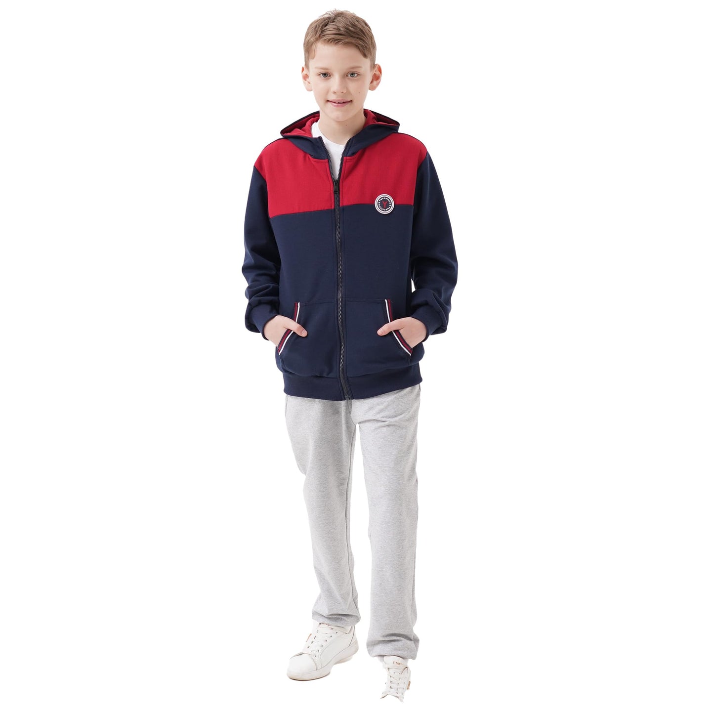 Ywenaisy Sweatjacke Jungen Zip Jacke Jungen Pullover Jungen mit Kapuze Zip Hoodie Kinder Jungen Sweatshirts Kapuzenpullover für Jungen Streetwear Hoodie Jungen für Jahre 8-16 und Höhe 116-170 cm
