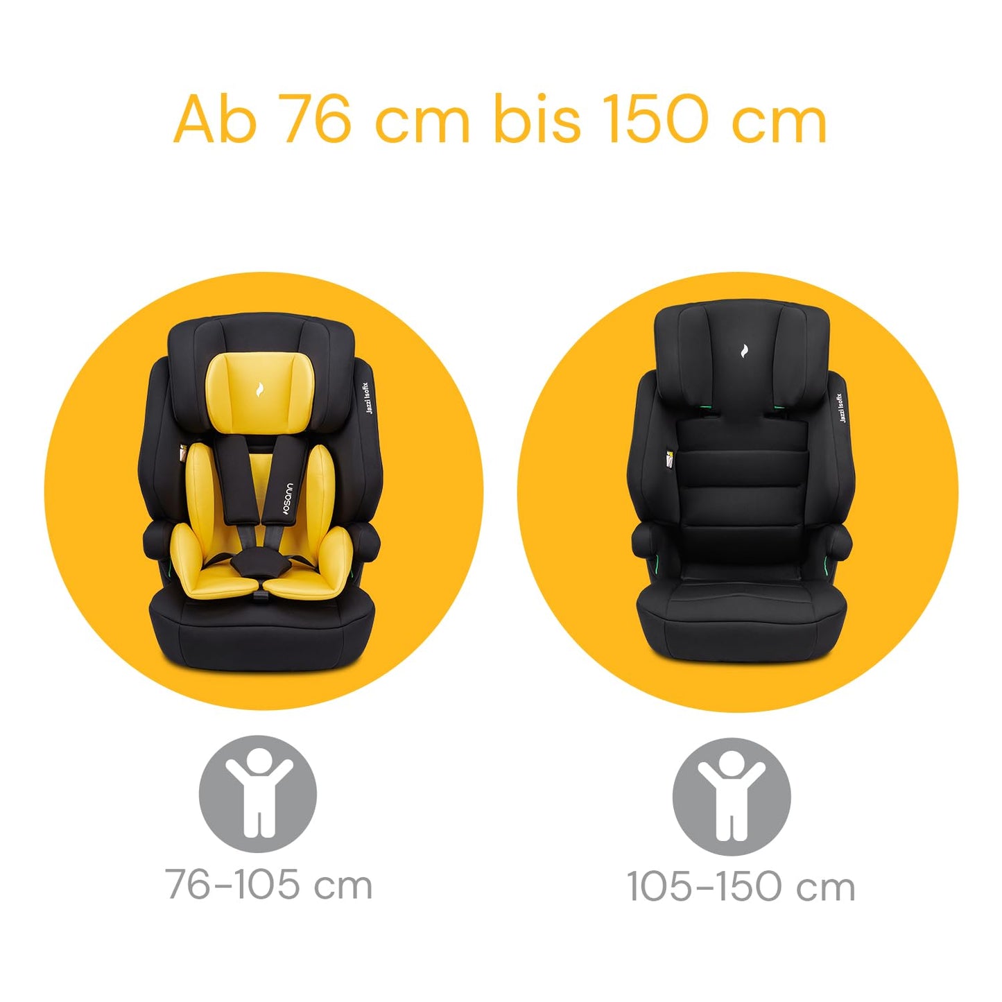 Osann Jazzi Isofix – Der sichere Kindersitz ab 1 Jahr (76–150 cm), mitwachsend mit Isofix & Top-Tether, Schutz & Geborgenheit auf jeder Fahrt - Sunset - Meloni2