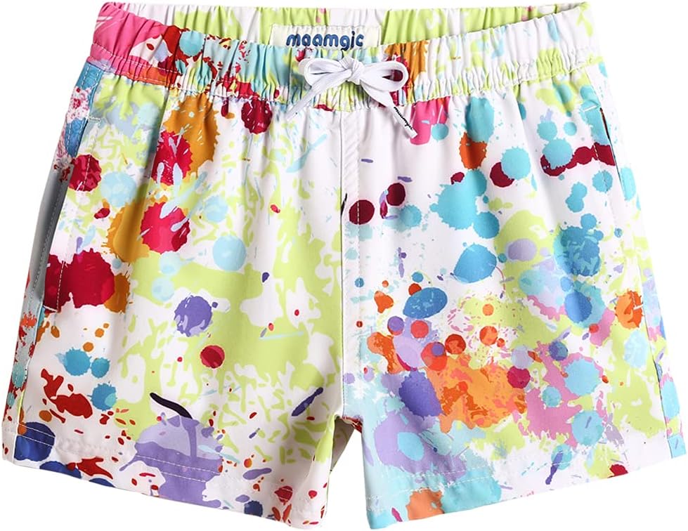 MaaMgic Jungens 4 Way Stretch Badehosen Schnelltrocknend Badeshorts mit Mesh-Futter Taschen und Verstellbarem Tunnelzug MEHRWEG