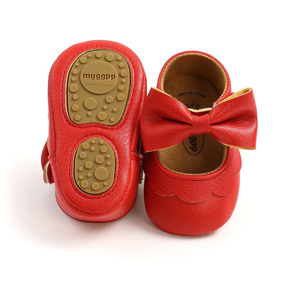 MASOCIO Babyschuhe für Mädchen mit Schleife – Rutschfeste Party Ballet Flats für Kleinkinder