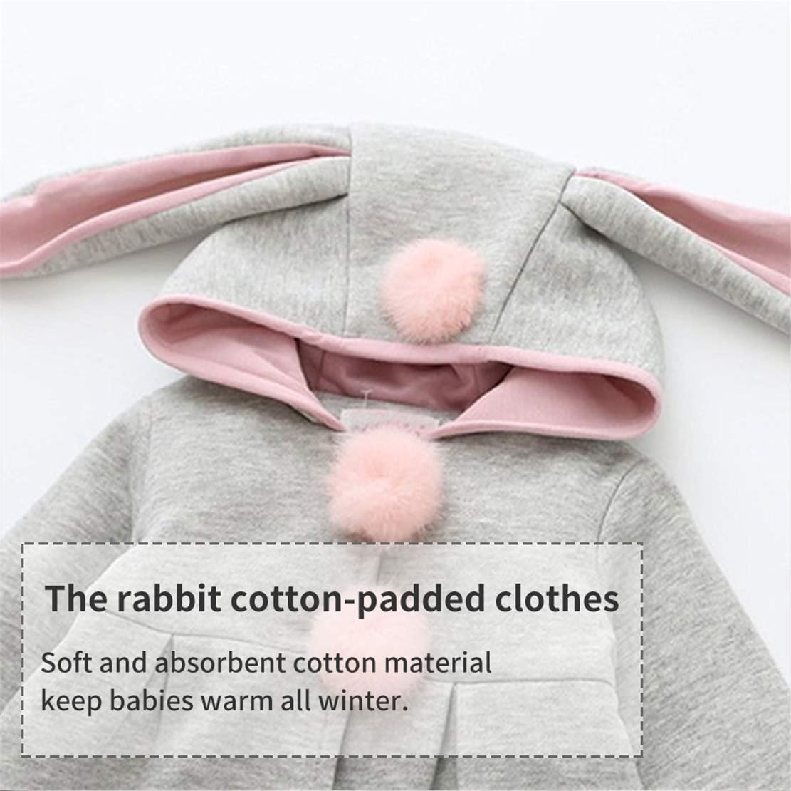 EDOTON Baby Girls' Cotton Coats Spring Autumn Winter Jackets with Hair Balls Rabbit Ear Toddler Warm Clothing