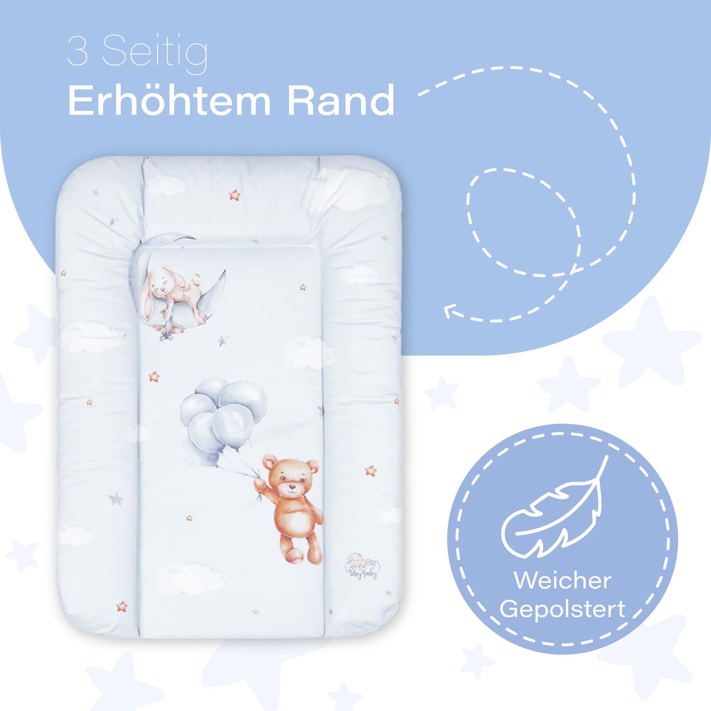 Wickelauflage Wickelunterlage abwaschbar und wasserdicht 75x72 cm - Wickelmatte zum Auflegen auf Wickeltisch Wickelaufsatz Wickelkommode oder Waschmaschine changing mat 75 x 72 Safari Motiv