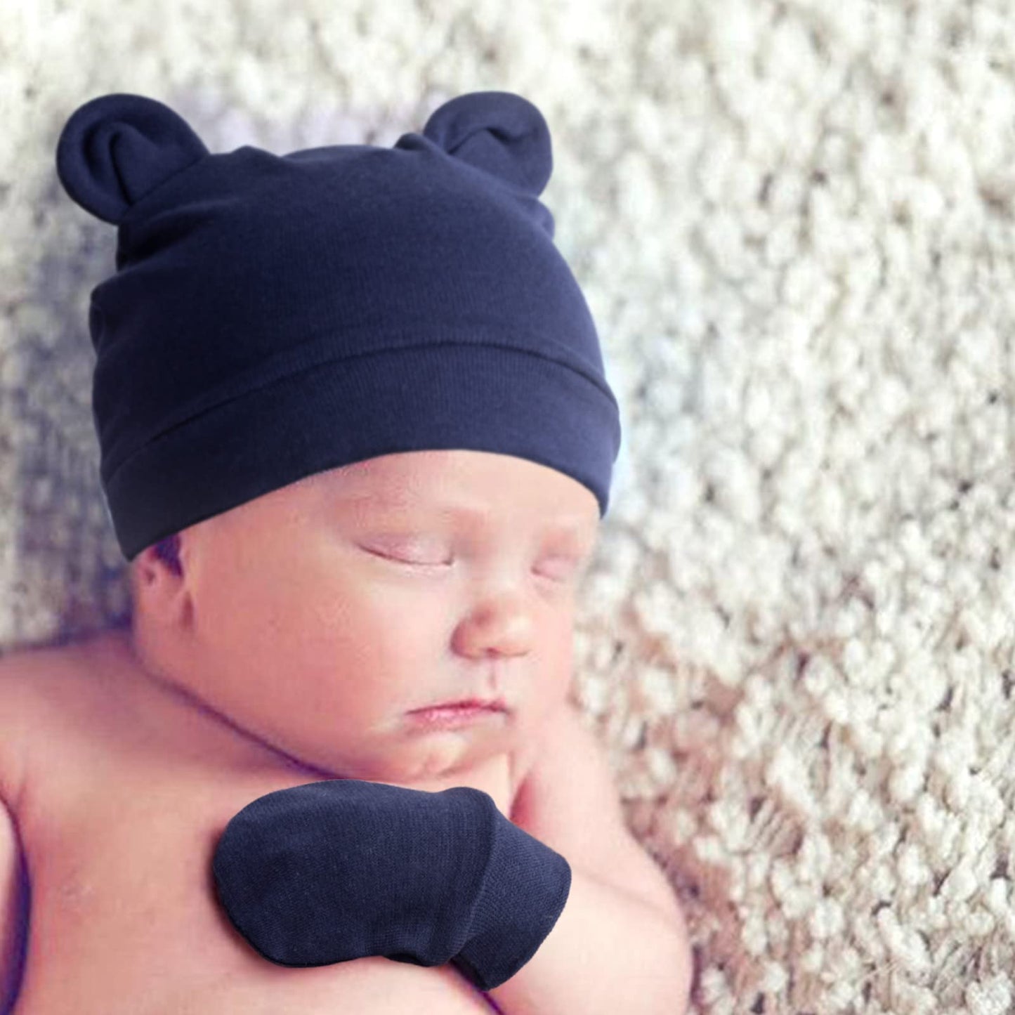 DRESHOW Neugeborenes Baby Mütze Hut und Handschuhe Set Beanie Bekleidung Unisex Infant Hut Kindergarten Mütze Baby Jungen Mädchen 0-6 Monate