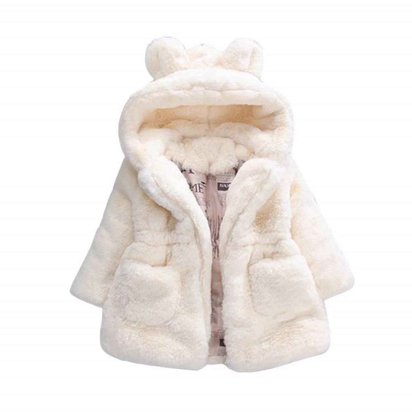 Angel ZYJ Girls' Fur Coat Winter Jacket Faux Fur Jacket Baby Girls Autumn Winter Coat Warm Jacket with Hood Wool Coat Hooded Jacket