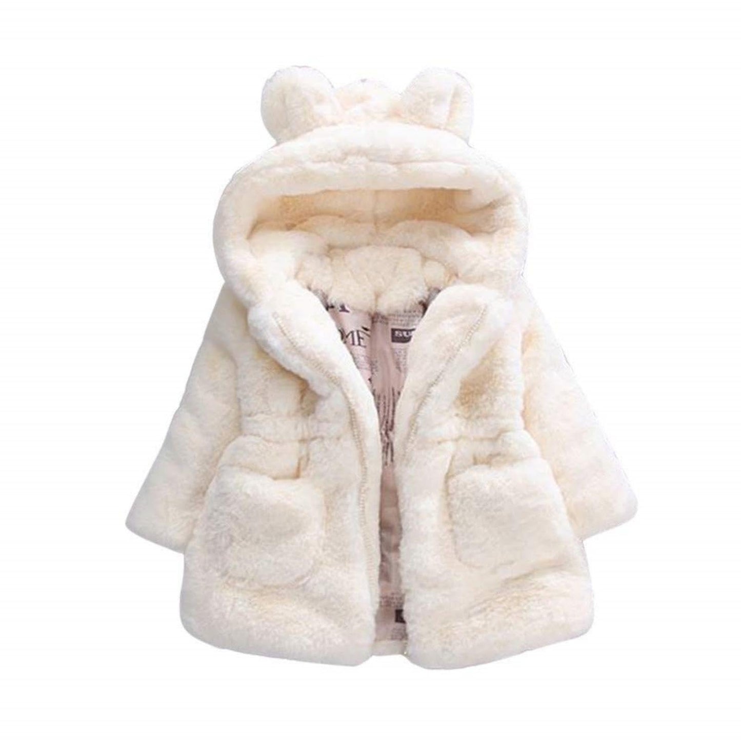 Angel ZYJ Girls' Fur Coat Winter Jacket Faux Fur Jacket Baby Girls Autumn Winter Coat Warm Jacket with Hood Wool Coat Hooded Jacket