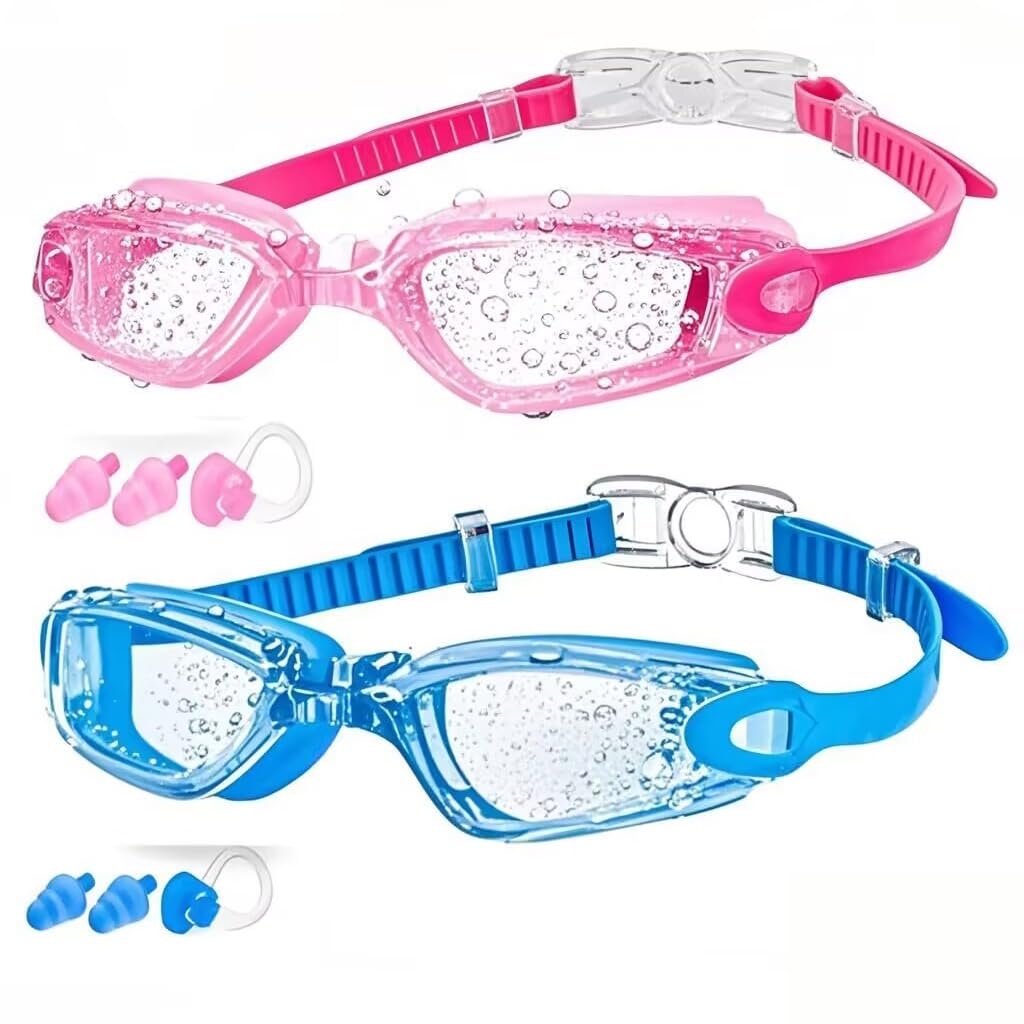 faliring Schwimmbrille Kinder, 2 Stück taucherbrille kinder Junior 3-15 Jahre, Gläsern Wassersport Schwimmbrillen Swimming Goggles Geschenke für Mädchen Jungen