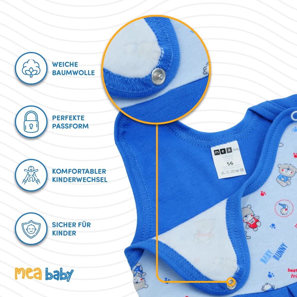 MEA BABY Unisex Strampler mit Aufdruck, Baumwolle, 5er Pack. Baby Strampler Mädchen Baby Strampler Junge