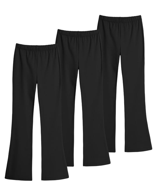 KEREDA Pack of 3 Flared Girls' Leggings Flared Children's Long Dance Trousers Cotton Leggings 116-164