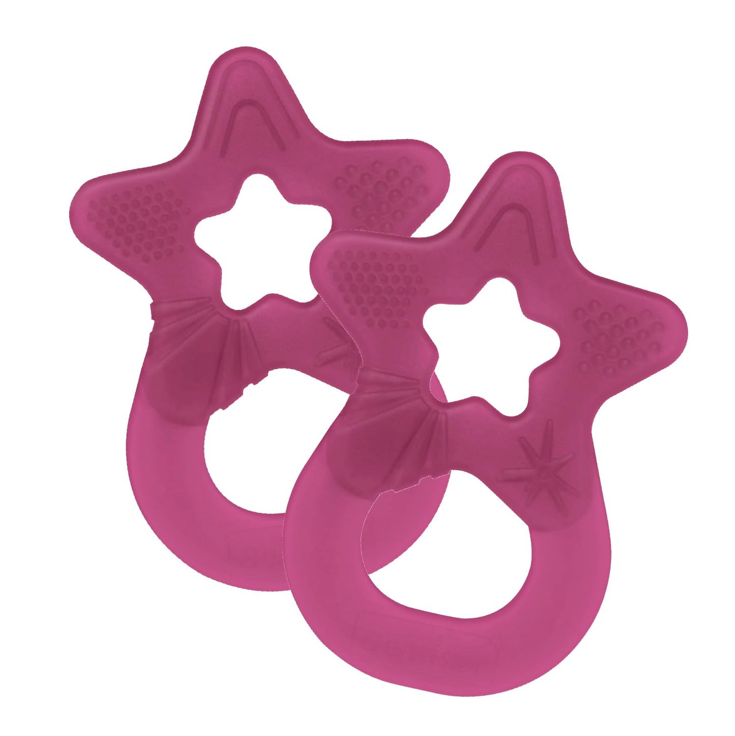 Dentistar Beißring 2er-Set – Teether für Babys & Kleinkinder ab 3 Monate – Baby Beißring mit Griff aus weichem Material zur Zahnungshilfe & Massage – Made in Germany – Pink & Lila
