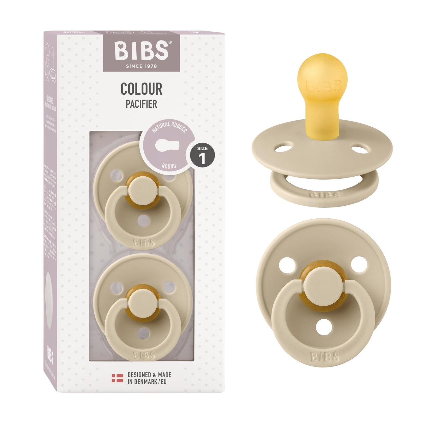 BIBS Colour Schnuller 2er-Pack, BPA-frei, Kirschform Nippel. Naturkautschuk/Latex, Hergestellt in Dänemark. Größe 2 | 6+ Monate | 2-Pack, Coral/Ruby