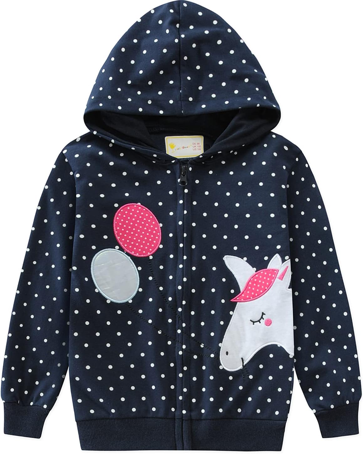 EULLA Children's Girls' Zip Up Hoodie Sweat Jacket Hooded Jacket Hooded Jacket Hoodie Long Sleeve Cotton Unicorn Pullover Hoodie Sweatshirt with Zip 92 98 104 110 116 122