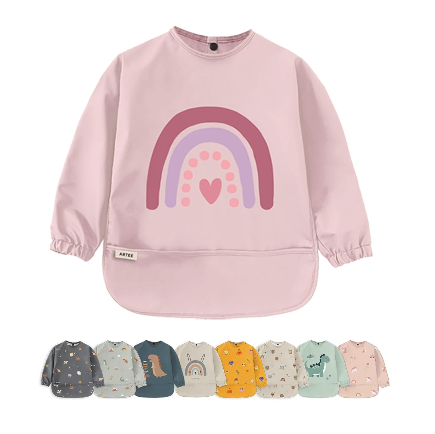 ARTEE Ärmellätzchen beschichtet wasserfest abwischbar Lätzchen mit Ärmeln, Baby, Wasserdichtes Lätzchen, ideal als Geschenk