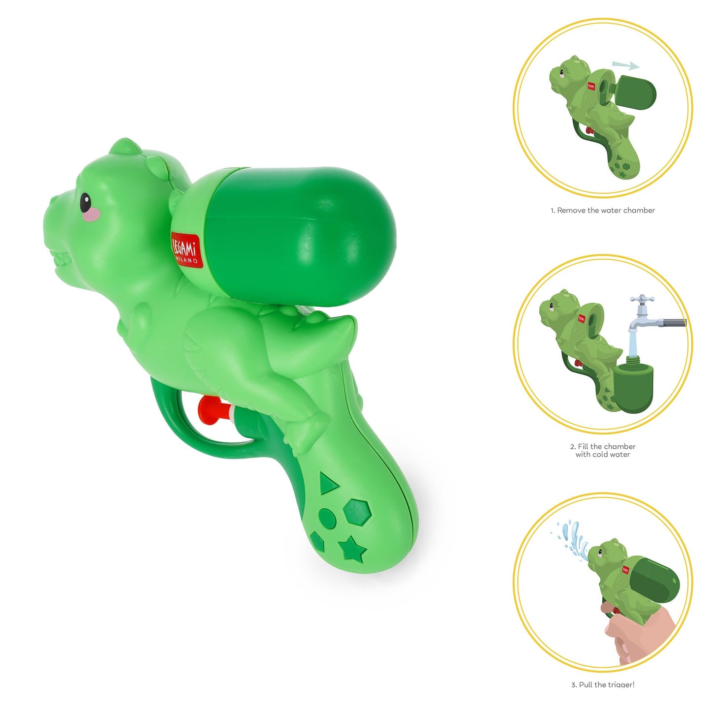 Legami - Wasserpistole - Water Gun, Gartenwasserpistole für Kinder Erwachsene, leistungsstarke Wasserpistole, 2,5 Meter Wasserstrahl, ideal für erfrischende Partys, Fassungsvermögen 50 ml, Thema