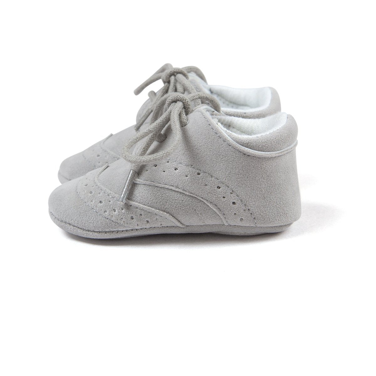 ESTAMICO Babyschuhe für Jungen – PU Schnürsenkel Lauflernschuhe Kleinkind Sneaker Grau 6-12 Monate