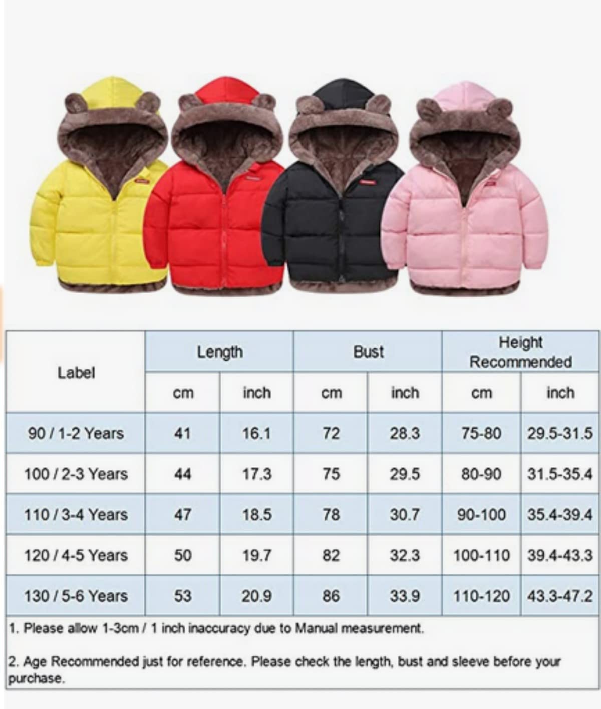 Baby Winter Fleece Coat Kids Boys Jacket Outwear Girls Padded Clothing