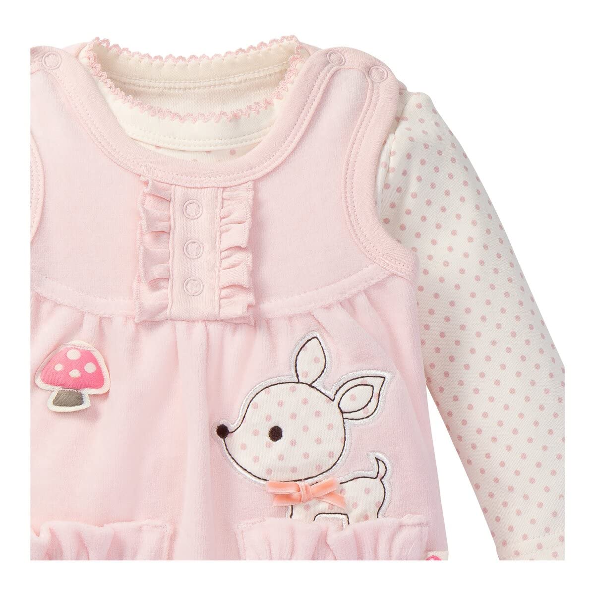 Bornino Nicki Romper Set Deer, Romper for Girls, Two-Piece, Long-Sleeved, Embroidered, Cotton-Polyester Blend, Pink
