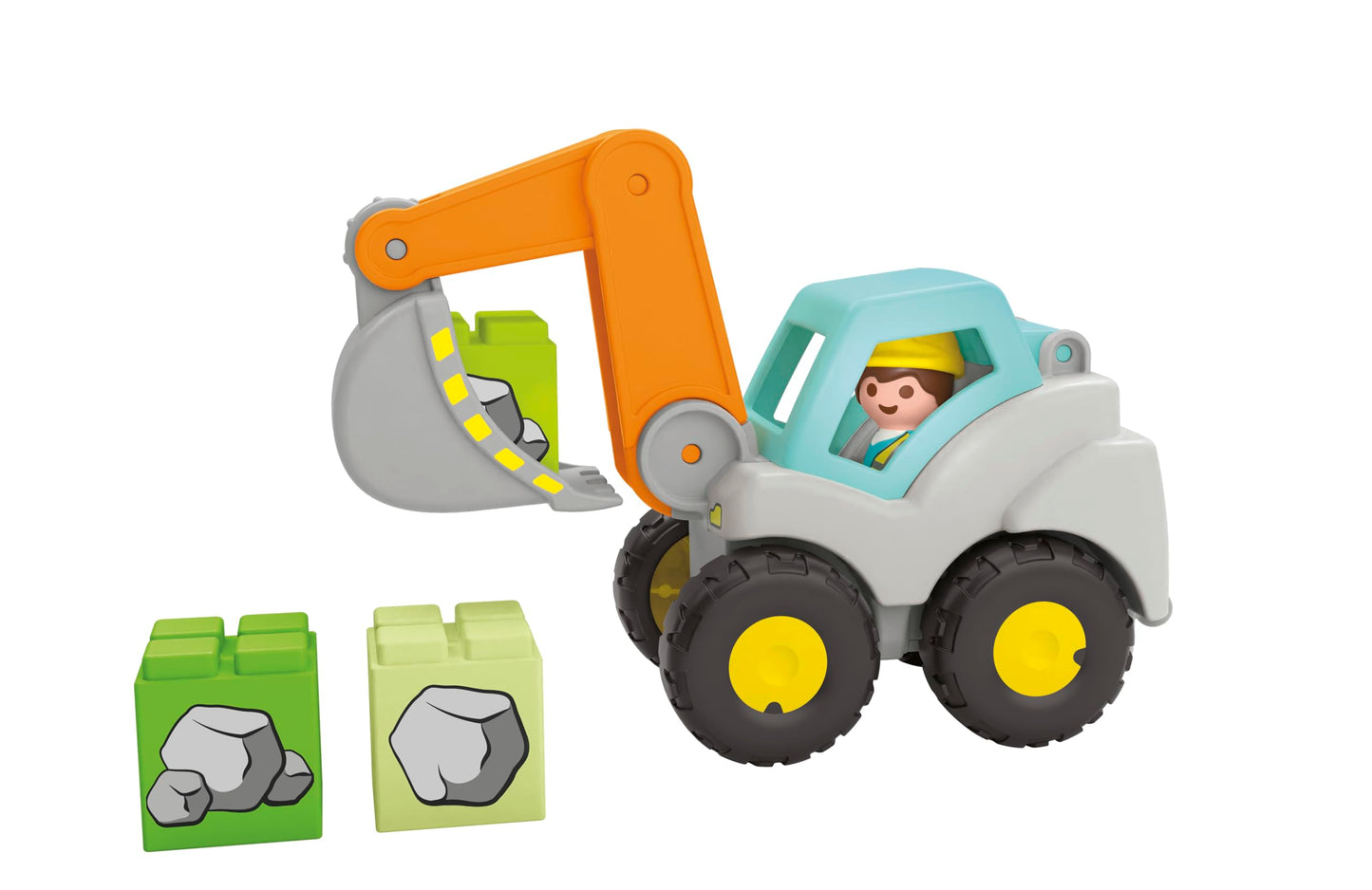 PLAYMOBIL Junior 71685 Dump Truck Sustainable Toy for Children from 1 Year Including Builder and Three Building Blocks