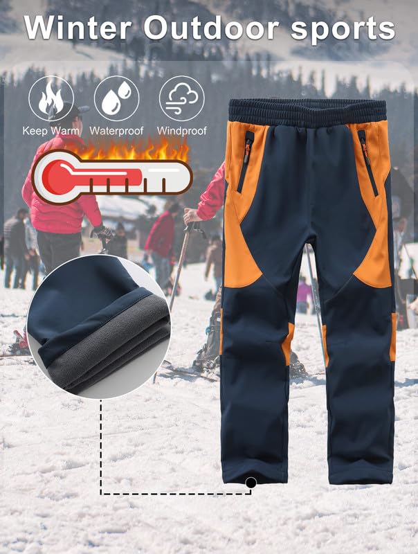 HFDWYJ Children's Softshell Trousers with Fleece Lining Waterproof Trousers Children's Outdoor Trousers Children's Ski Trousers Children's Hiking Trousers Children's Rain Trousers Sports Trousers Boys