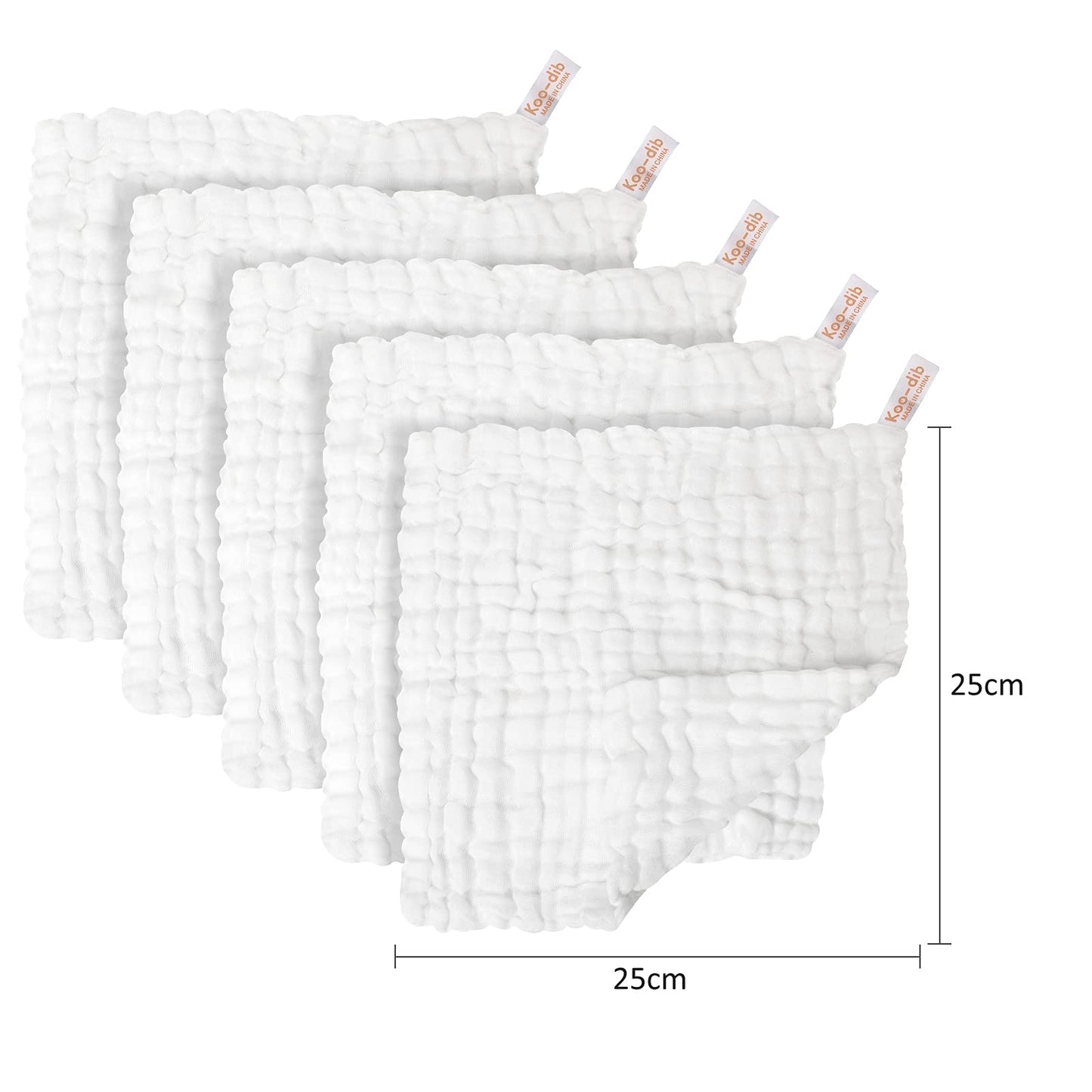 Koo-dib Baby Musselin Waschlappen Tuch Mullwindeln Spucktücher -Handtücher Weiche Neugeborene Gesichtstücher Saugfähig Junge Mädchen Sabberlätzchen 10 Stück 25x25 cm lätzchen