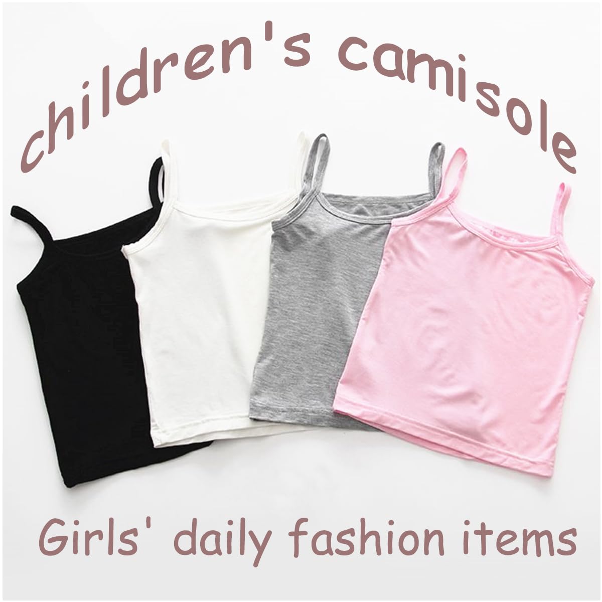 Lohhbve 4-Pack Kids Classic Solid Camisole Undershirts for 2-10 Years Toddler Girls Cotton Racerback Tank Top Multipack
