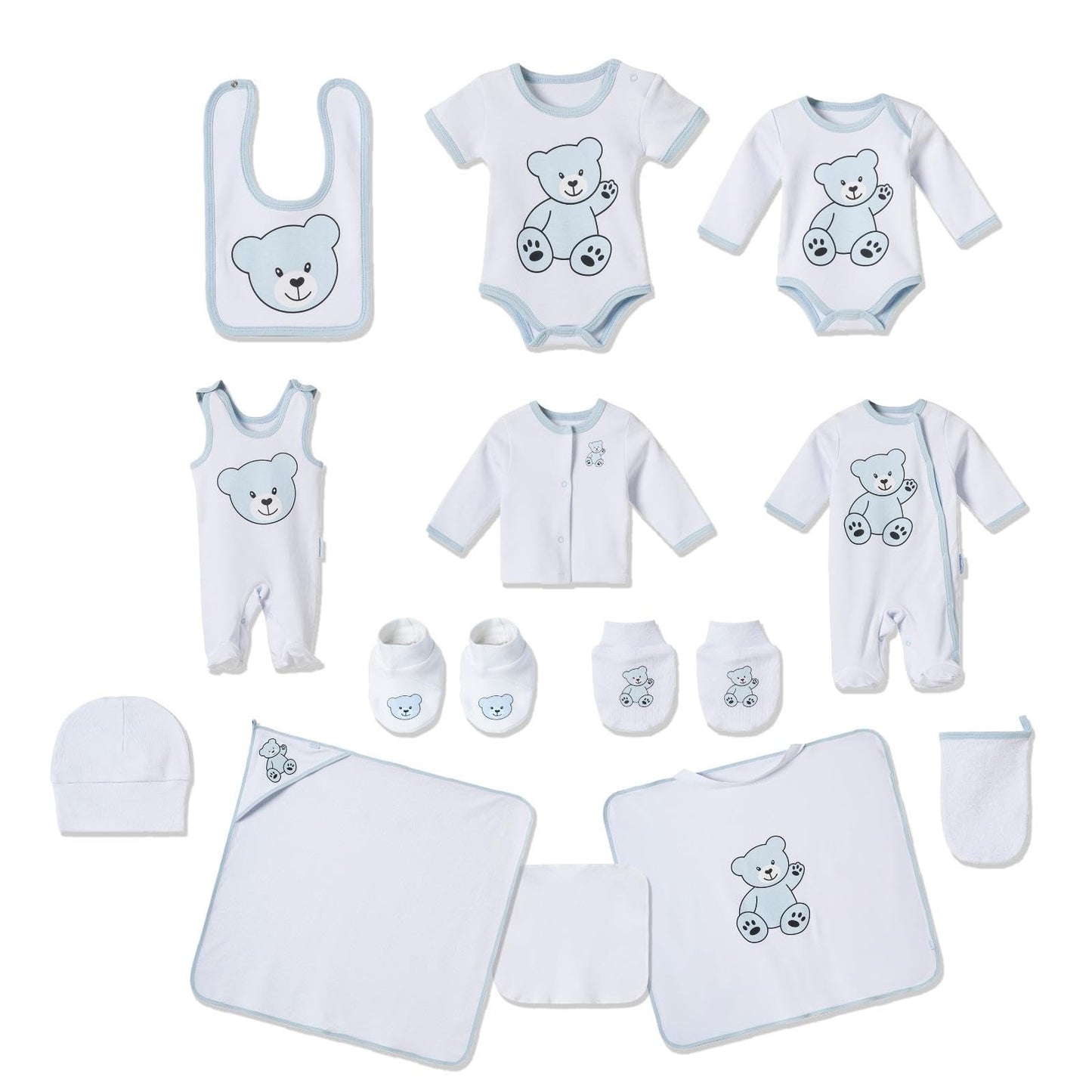 MyyBaby - Newborn Baby Set 100% Organic Cotton Oeko-Tex Standard 100 Baby First Equipment Clothing Newborn Baby Gift Set 13 Pieces 0-4 Months