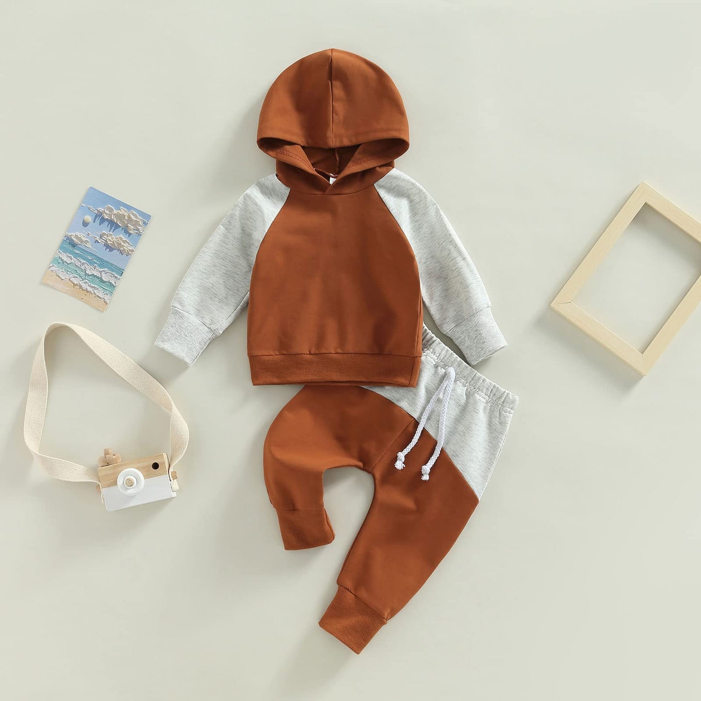 Yassiglia Baby Jungen Kleidung Set Neugeborene Zweiteiler Outfit Kleinkind Herbst Bekleidungssets Jogginganzug für Baby Junge Kapuzenpullover + Hosen Set