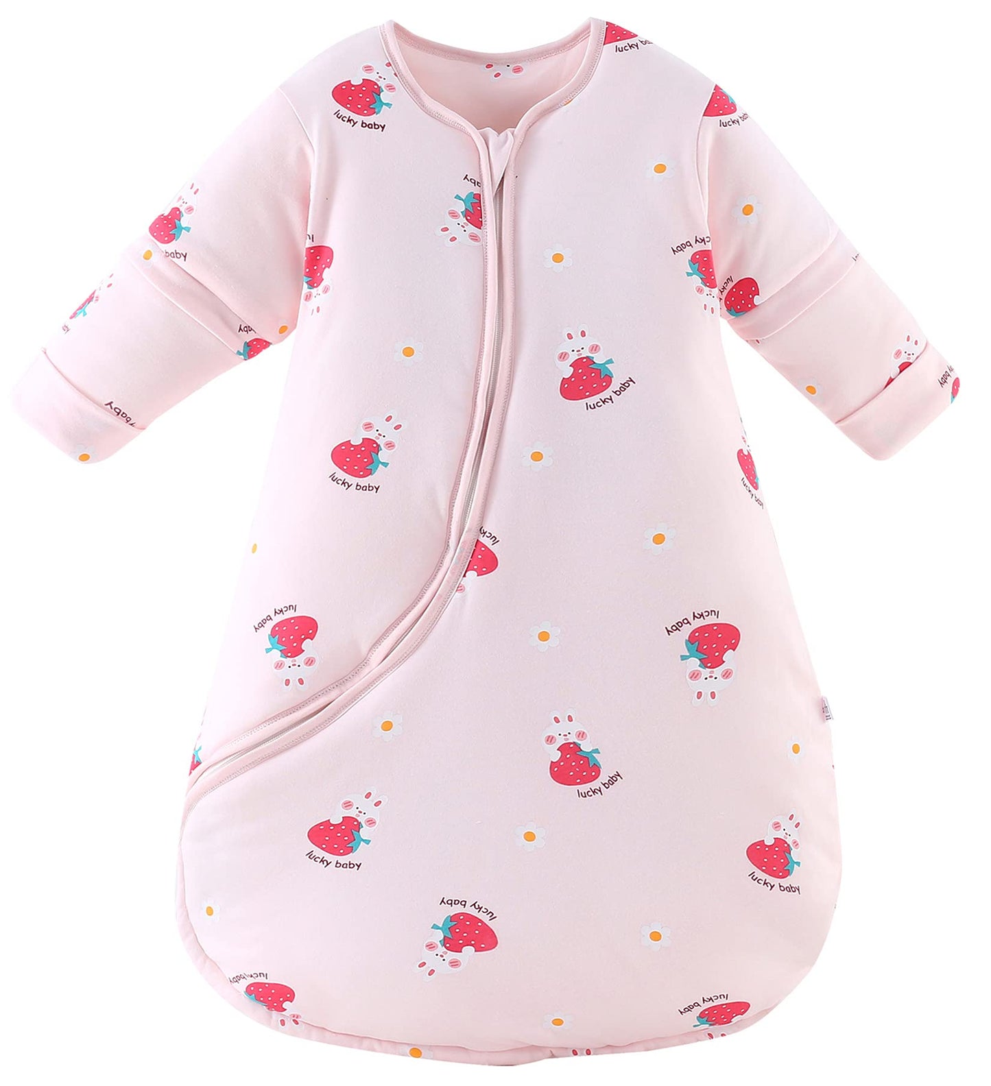 Chilsuessy Baby Sleeping Bag Winter with Removable Long Sleeve Organic Cotton Baby Sleeping Bag Small Children All-Year Sleeping Bag Pyjamas for Boys and Girls, Crown/2.5 Tog, 75-90 cm