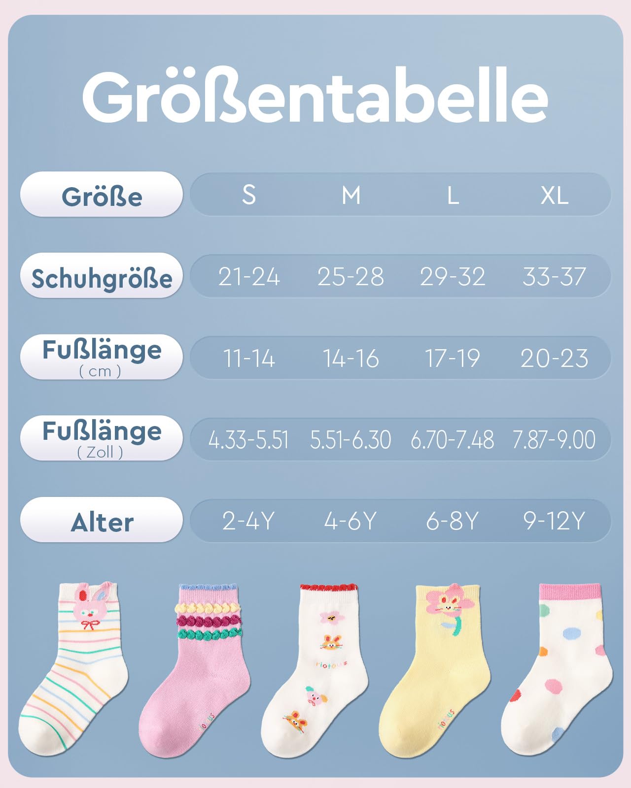Kyopp 10 Paar Socken Kinder Mädchen und Jungen Klassisch Socken Lustig Cotton Socken Crew Socks Winter/Sommer