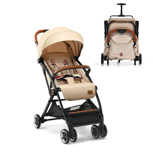 DREAMADE Children's Buggy Foldable with Reclining Function, Pram for Baby 0-3 Years, Foldable Buggy with 5-Point Safety Belt & Storage Basket & Brake (Grey)