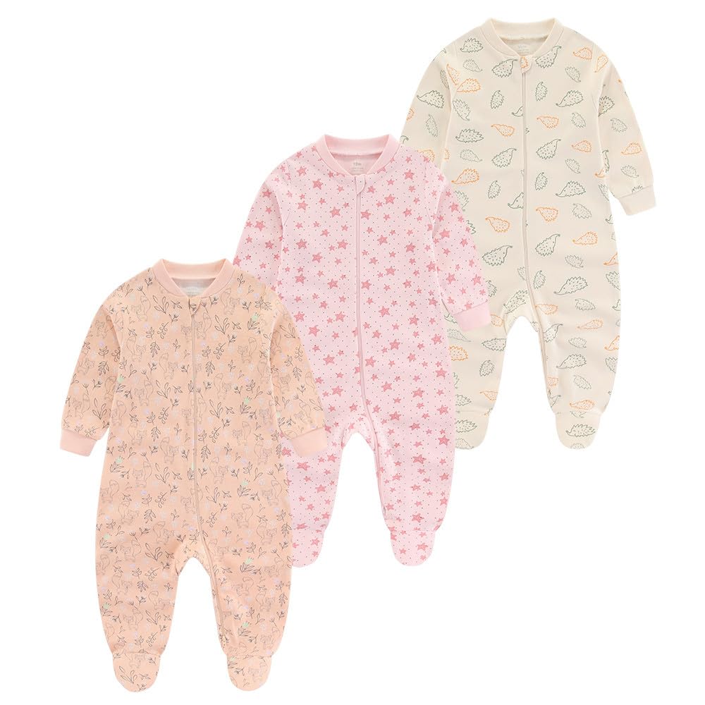 Chamie Baby Rompers Long Sleeve Cotton Rompers 0-3m/3-6m/6-9m/9-12m