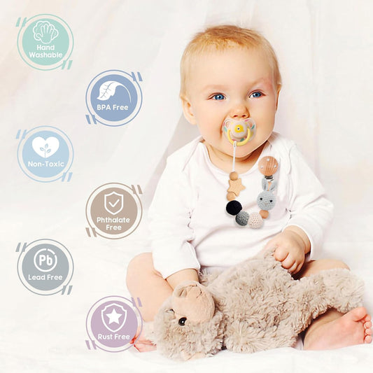 Handmade Rabbit Design Pacifier Chain - Gift for Baby Shower, Birthday Christmas